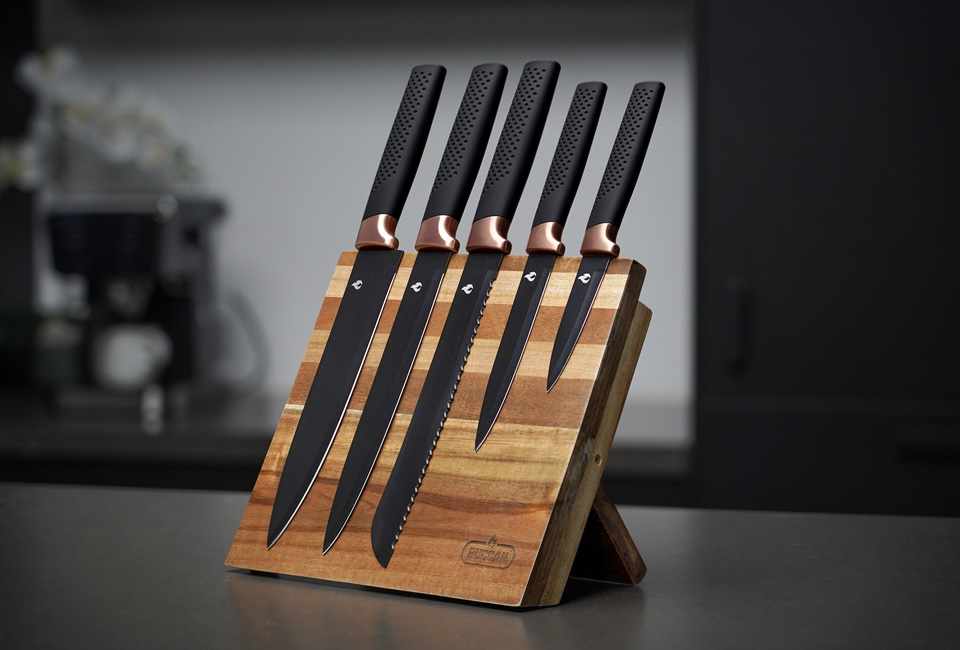 Set de 6 couteaux avec support magn&eacute;tique