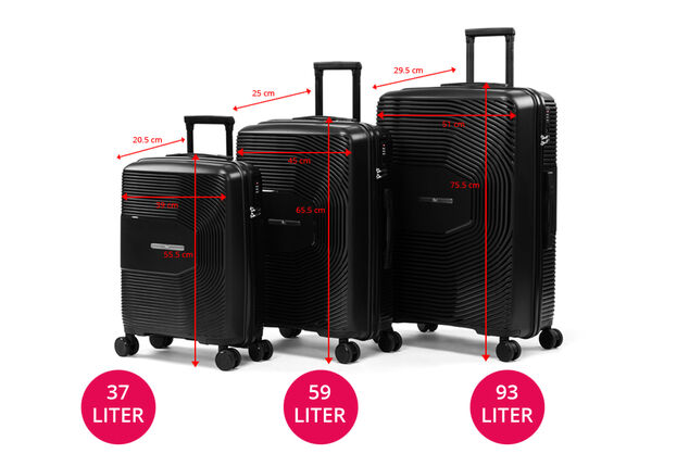 Set of 3 sturdy and lightweight travel cases with integrated TSA lock