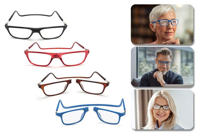 Reading glasses with magnetic closure