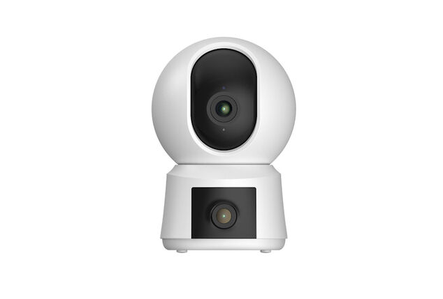 Cámara de seguridad inteligente con doble objetivo y tarjeta SD de 64 GB gratuita