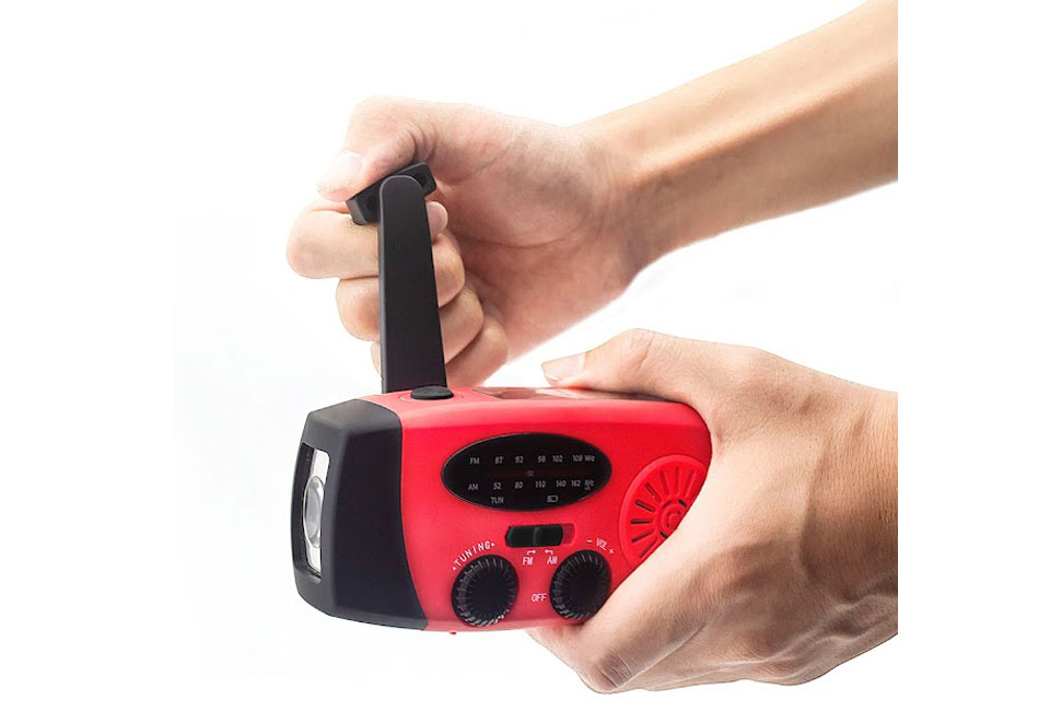 Radio with solar, dynamo or USB rechargeable battery