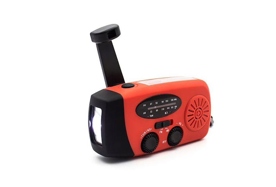 Radio with solar, dynamo or USB rechargeable battery