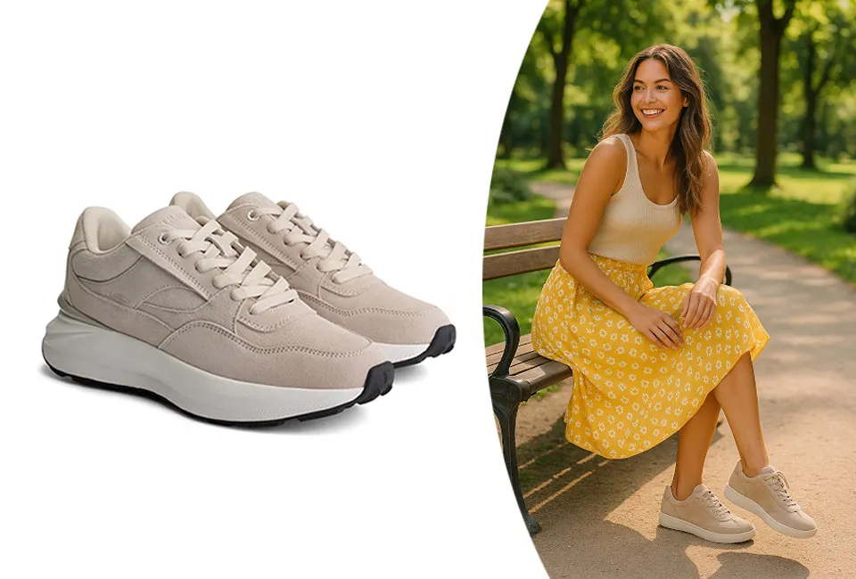 Modische Damen-Ledersneakers mit sportlicher Sohle