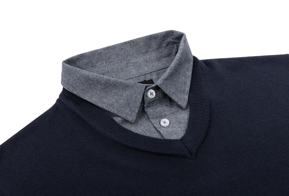 Men&#039;s pullover with shirt collar