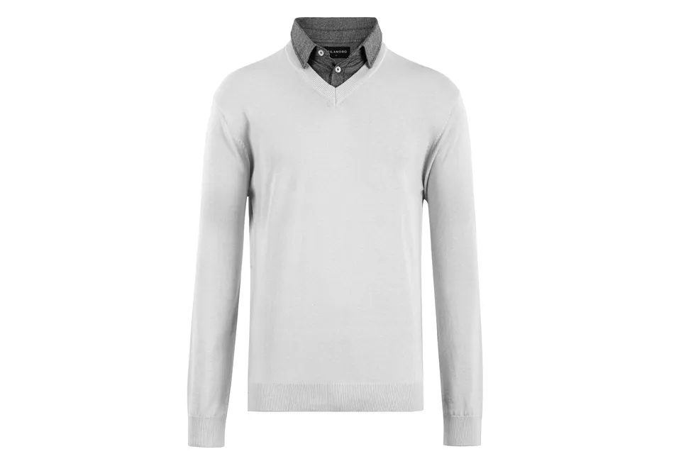 Men&#039;s pullover with shirt collar