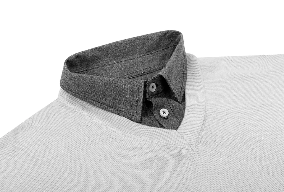 Men&#039;s pullover with shirt collar