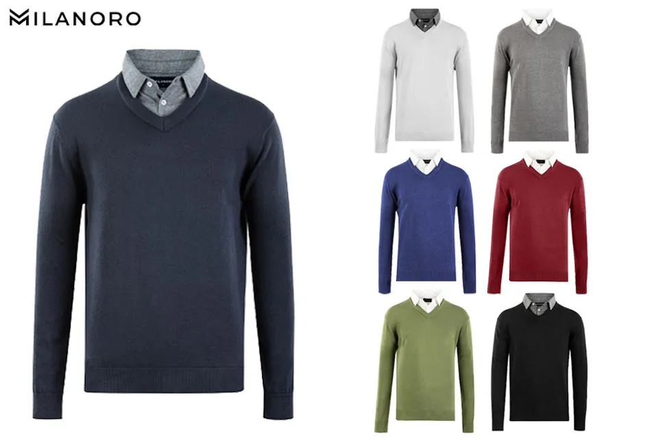 Men&#039;s pullover with shirt collar