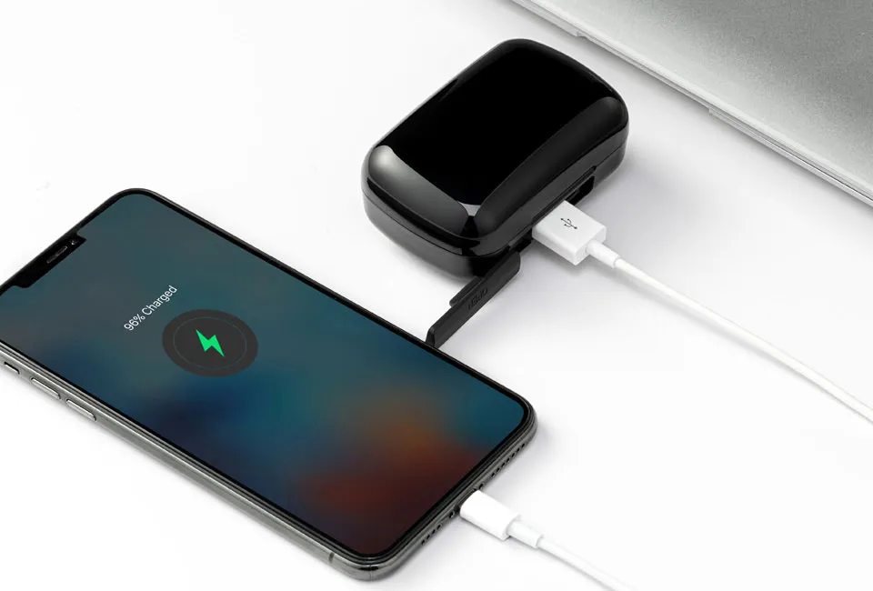 Oreillettes Bluetooth avec bo&icirc;tier de charge 2 en 1