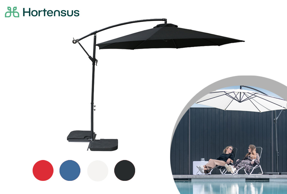 Stijlvolle hangparasol in 4 kleuren