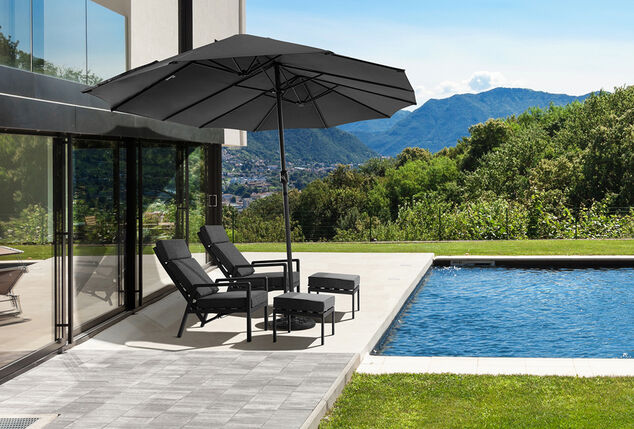Parasol double avec housse de protection