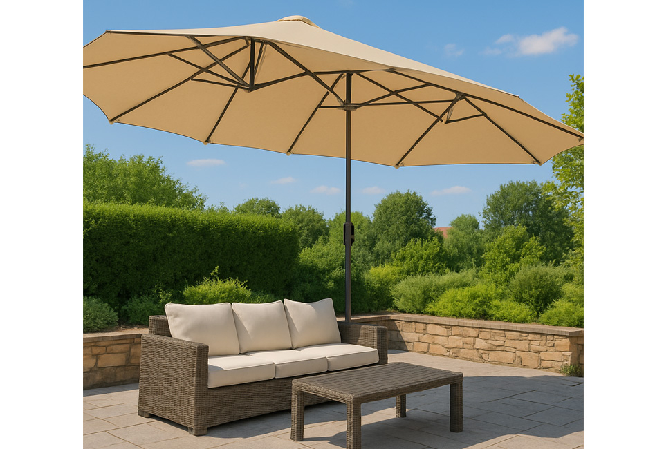 Parasol double avec housse de protection