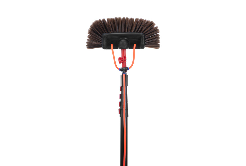 Brosse de nettoyage à manche télescopique de 6,5 m avec raclette