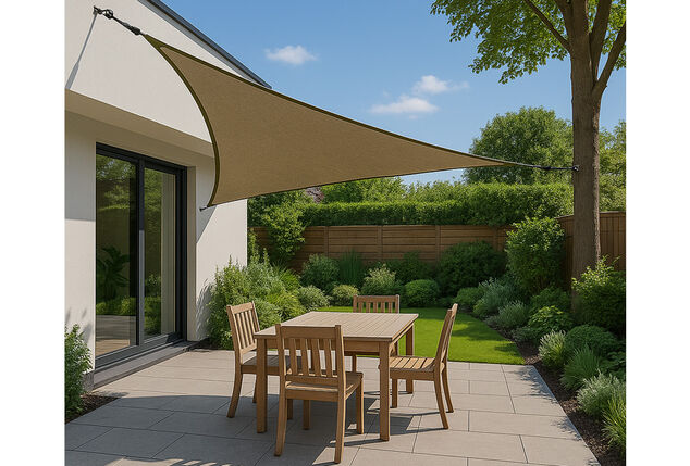Déstockage : Voile d'ombrage triangulaire ou carrée disponible en gris ou taupe