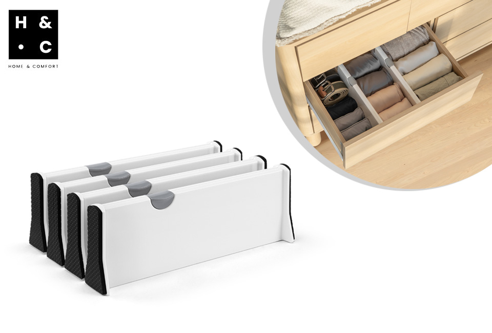 Set van 4 ladeverdelers voor het organiseren van al je spullen