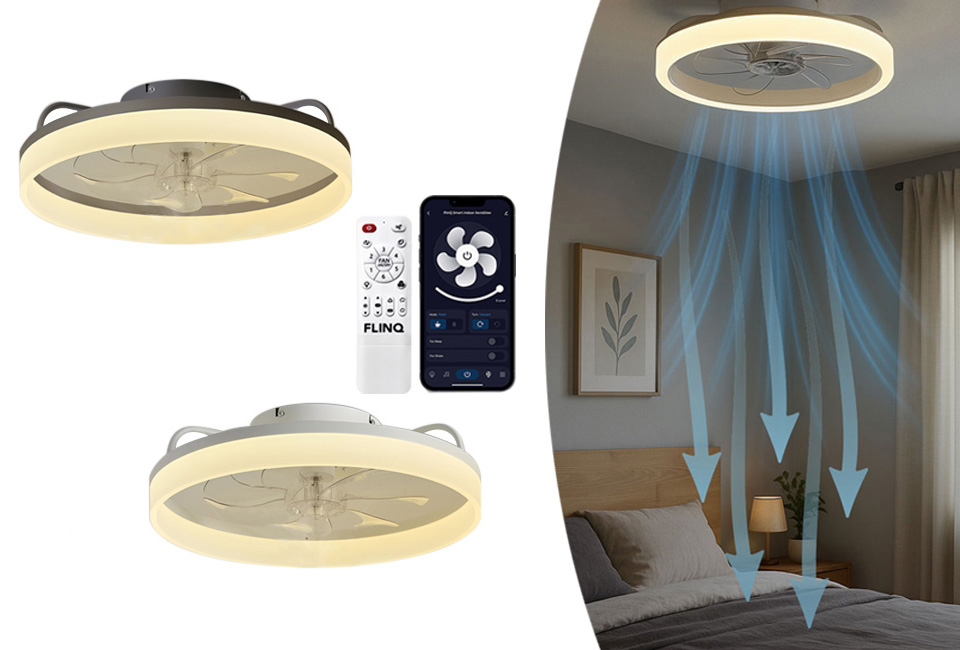 Sararoom Plafoniera LED, 70W Lampada da Soffitto con Ventilatore - App/6 Velocità/Dimmerabile Ventilatori da soffitto con Luce e Mando Lampadario per Soggiorno Camera da Letto Cucina Sala, 48cm