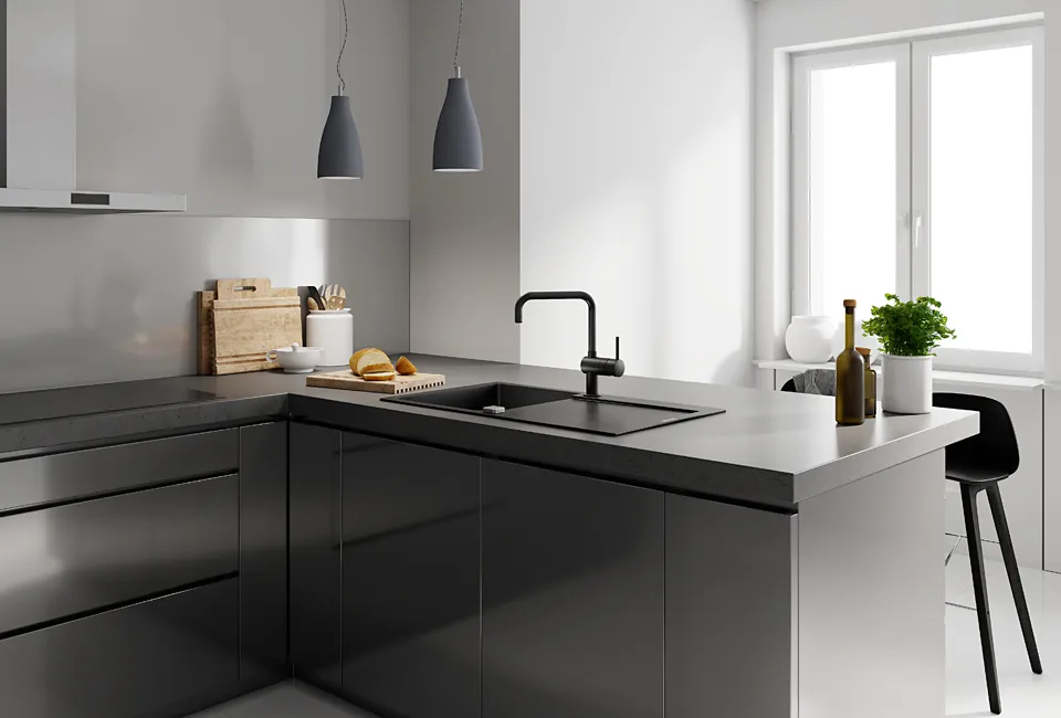 Black GROHE Minta kitchen tap