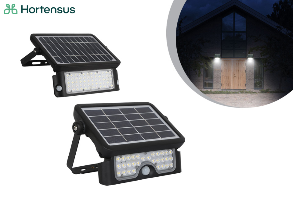 Ledlamp op zonne-energie van 5W of 10W met bewegingsdetectie