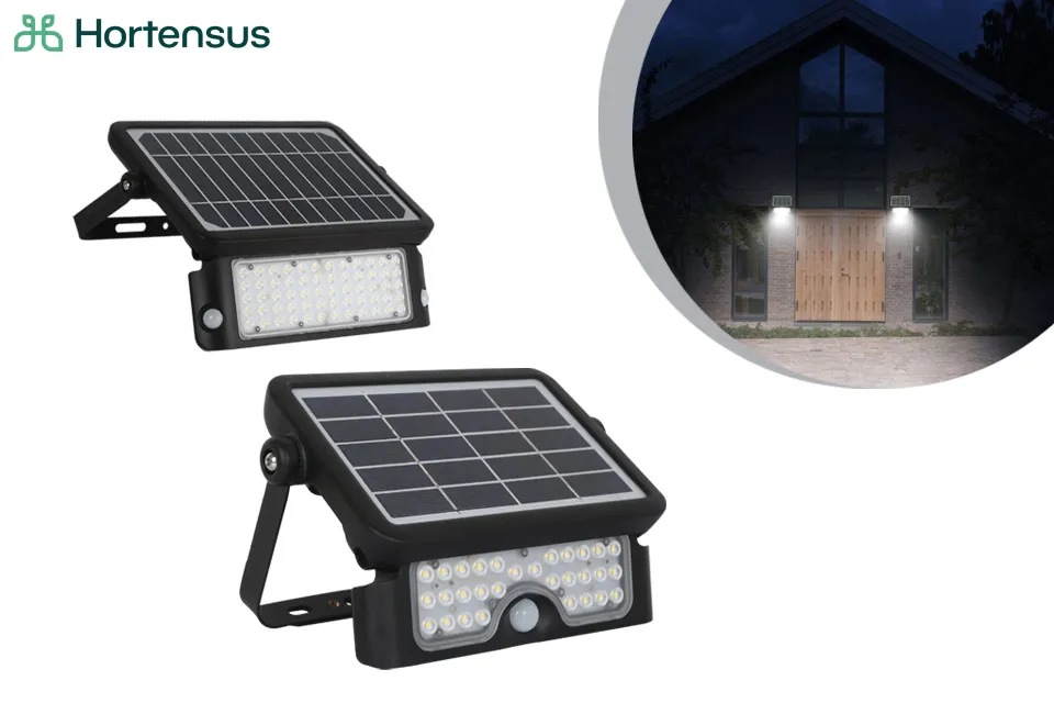 Ledlamp op zonne-energie van 5W of 10W met bewegingsdetectie