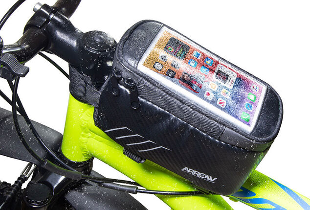 Handige frametas voor fiets met smartphonevak