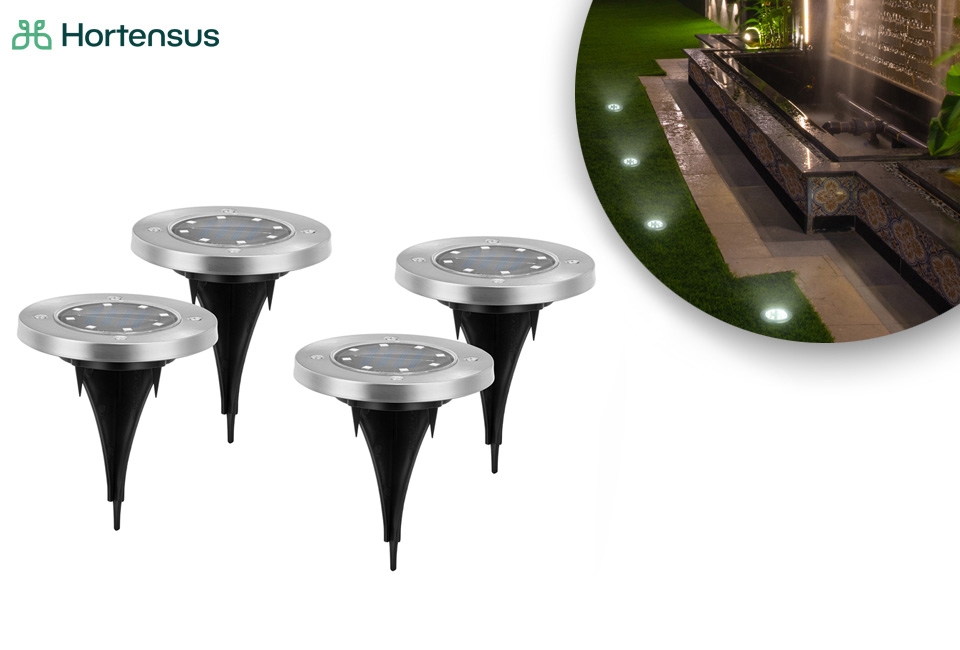 Set van 4 LED-grondspots op zonne-energie