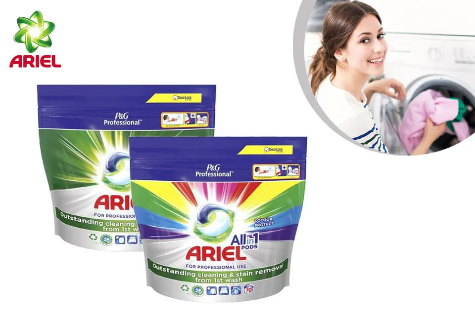 140 doses de lessive liquide Ariel 3 en 1 pods