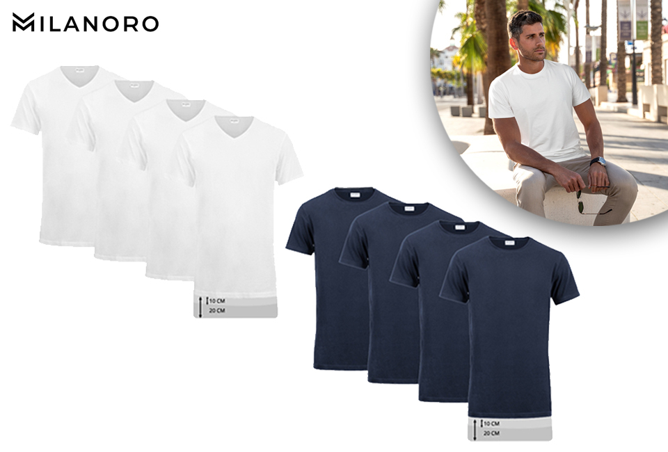 4-pack extra lange katoenen T-shirts