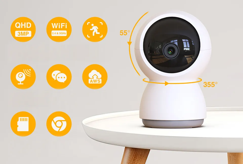 Cam&eacute;ra de s&eacute;curit&eacute; int&eacute;rieure intelligente avec vision nocturne