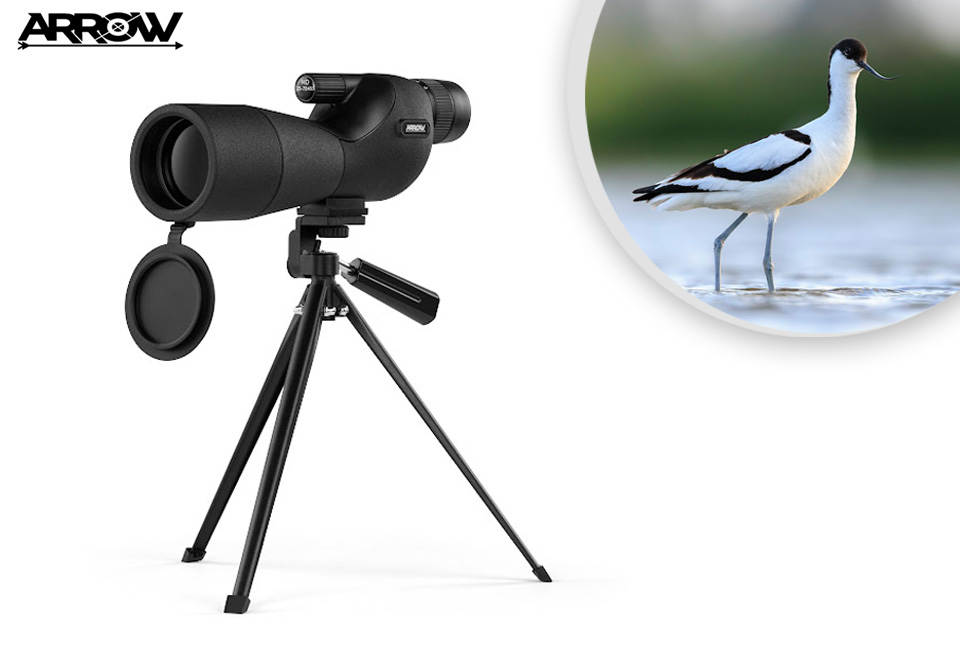 Krachtige vogelspotter met stevig statief