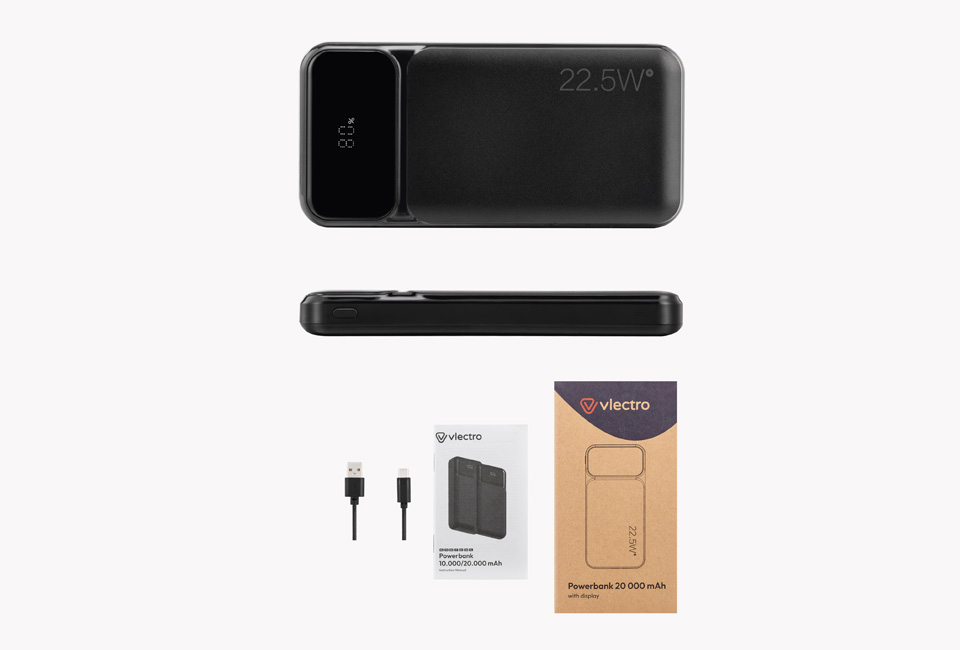 Leistungsstarke 10.000 mAh Powerbank mit Display