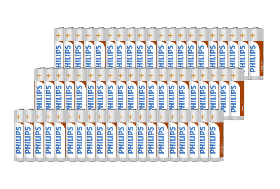 60 Philips batterijen: AA of AAA