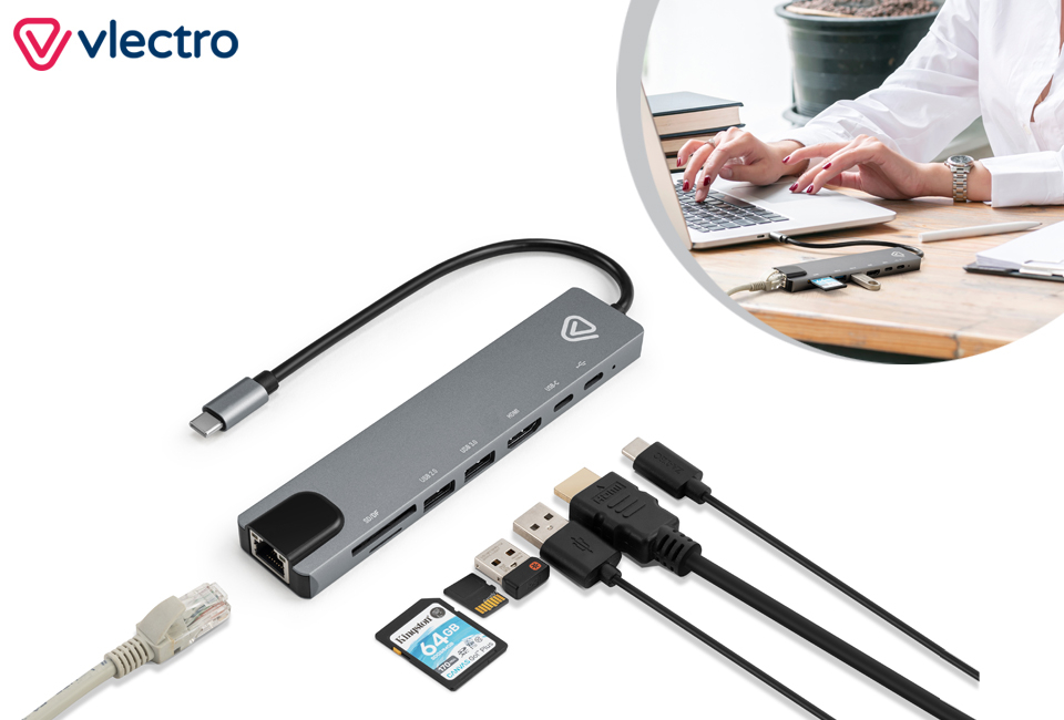 Adaptateur USB 8-en-1 pour une transmission rapide des fichiers