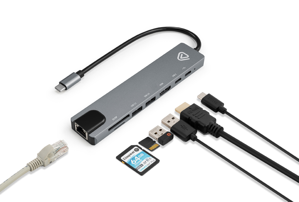Adaptateur USB 8-en-1 pour une transmission rapide des fichiers