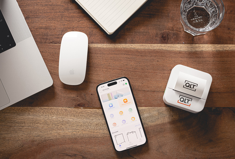 Mini bluetooth-printer inklusiv 3 printerruller