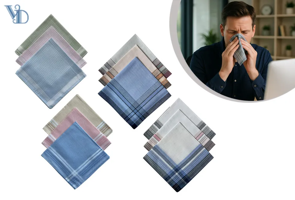 Set of 12 soft cotton handkerchiefs