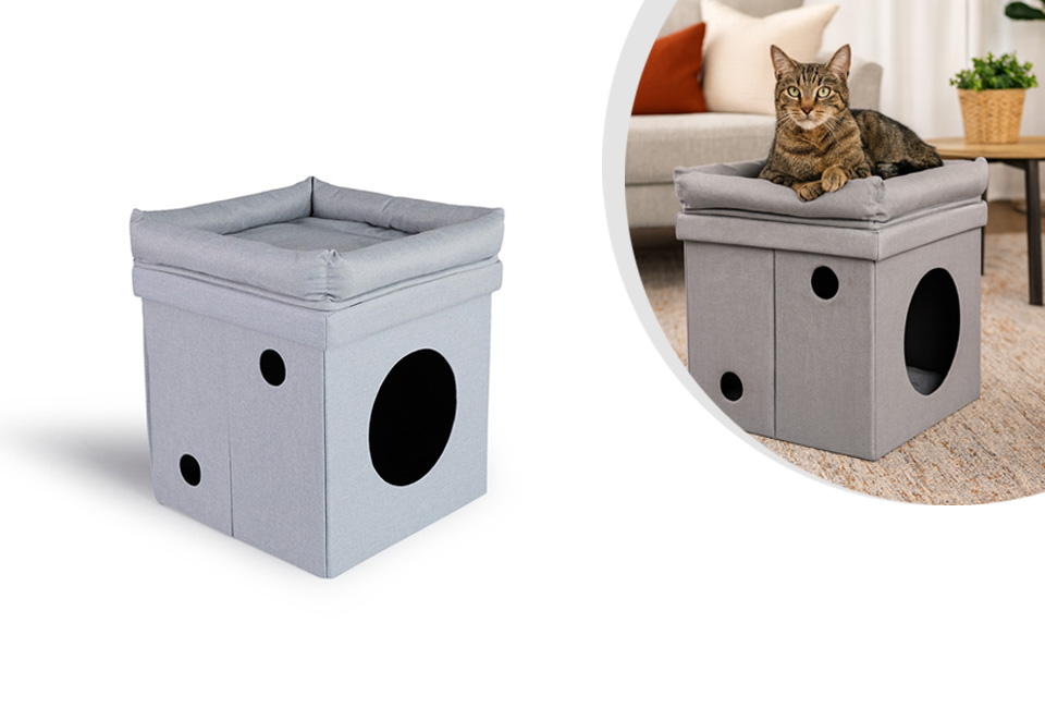 Stijlvol kattenhuis met zacht ligkussen
