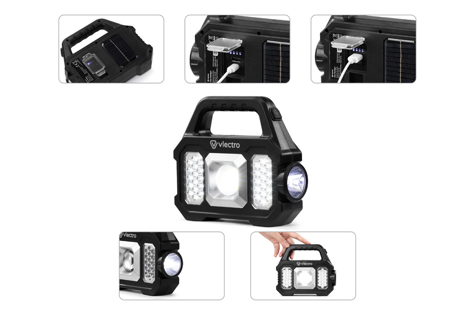 Lampe de poche solaire rechargeable : 1+1 gratuit