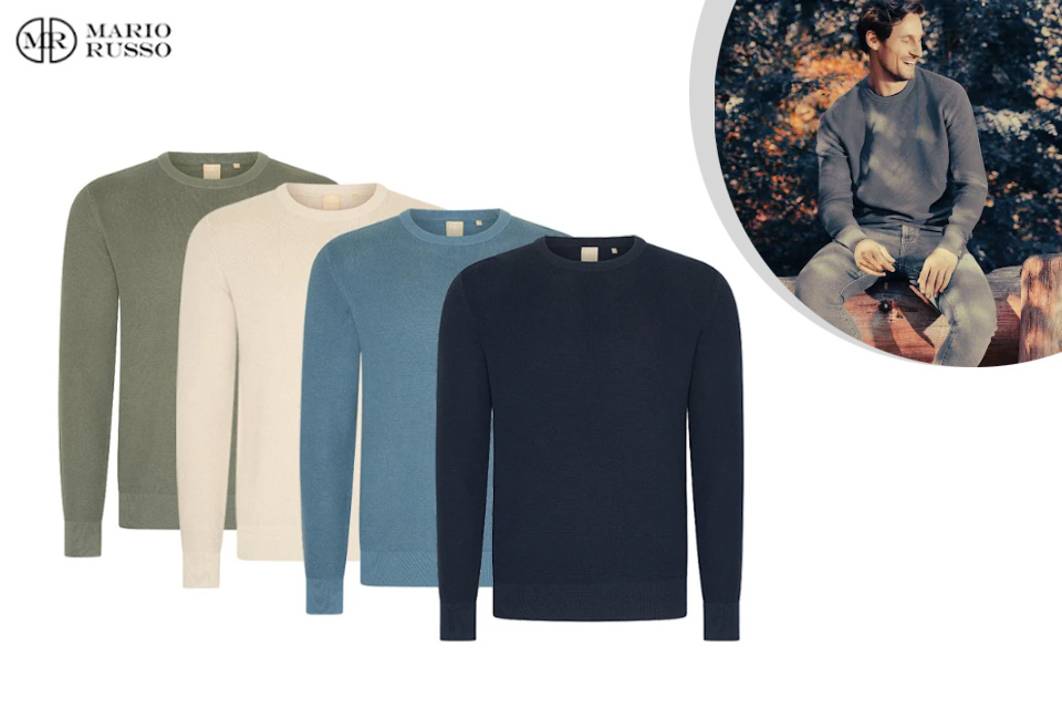 Stylischer Herrenpullover aus Baumwolle mit Waffelmuster