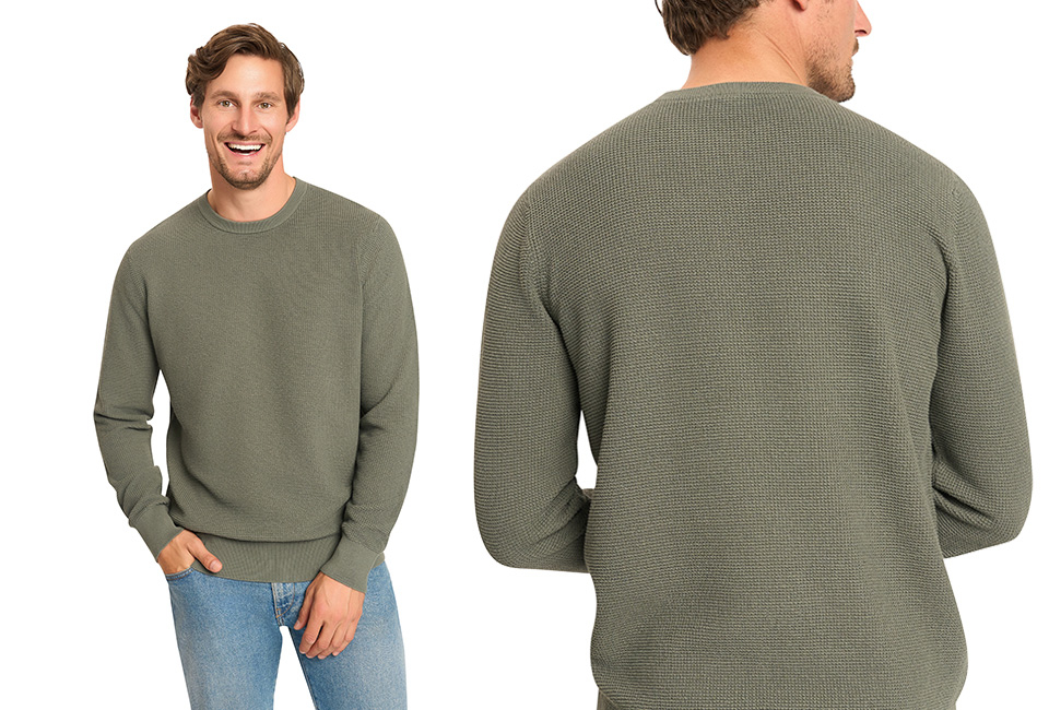 Stylischer Herrenpullover aus Baumwolle mit Waffelmuster