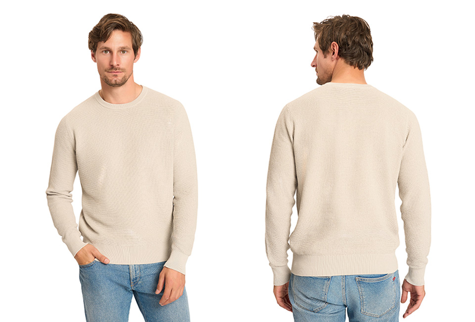 Stylischer Herrenpullover aus Baumwolle mit Waffelmuster