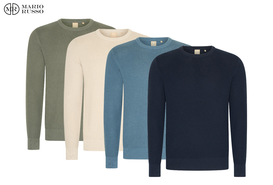Stylischer Herrenpullover aus Baumwolle mit Waffelmuster