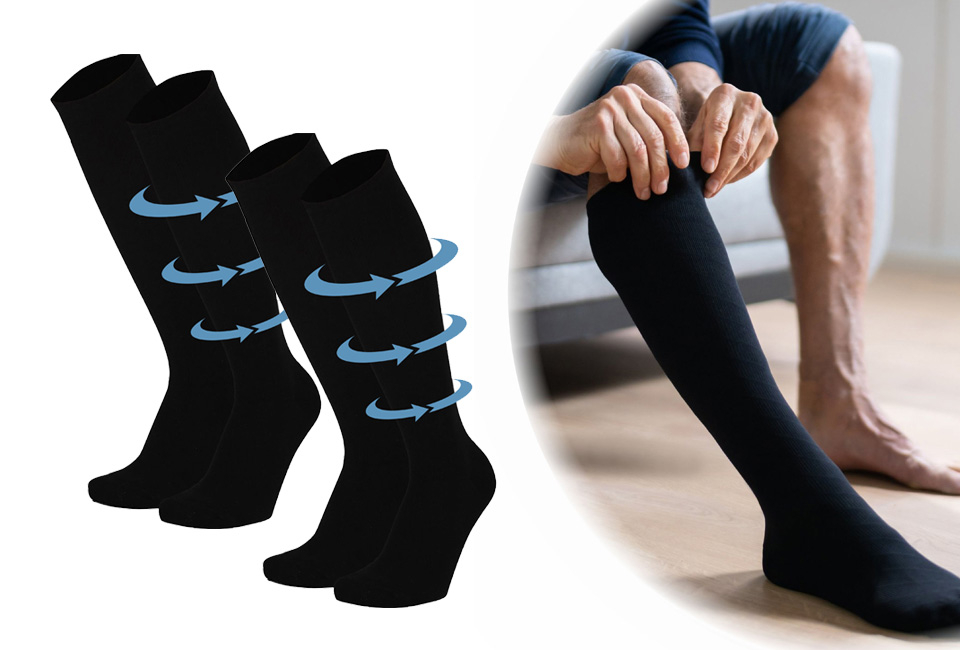 2 pares de meias de compressão de viagem e conforto para homem e mulher