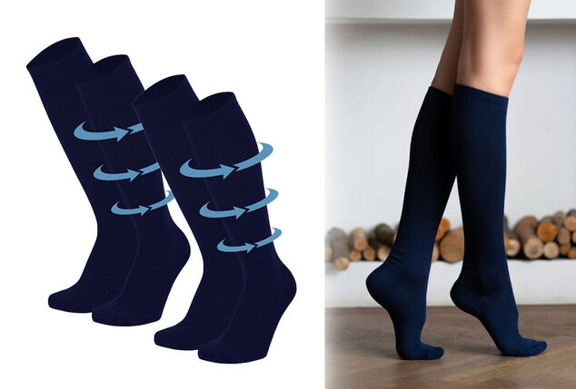 2 pares de meias de compressão de viagem e conforto para homem e mulher