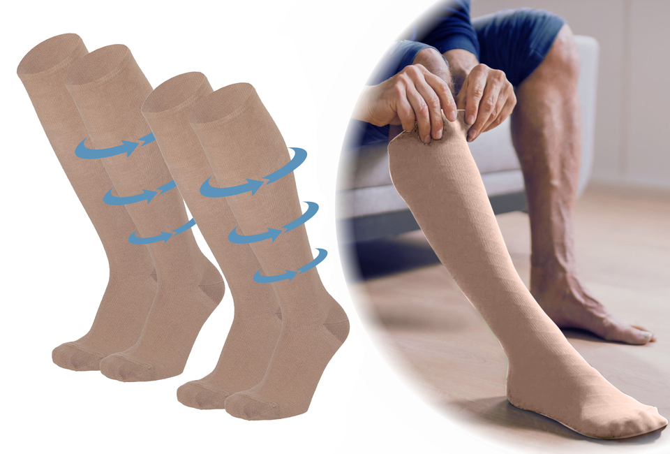 2 pares de meias de compressão de viagem e conforto para homem e mulher