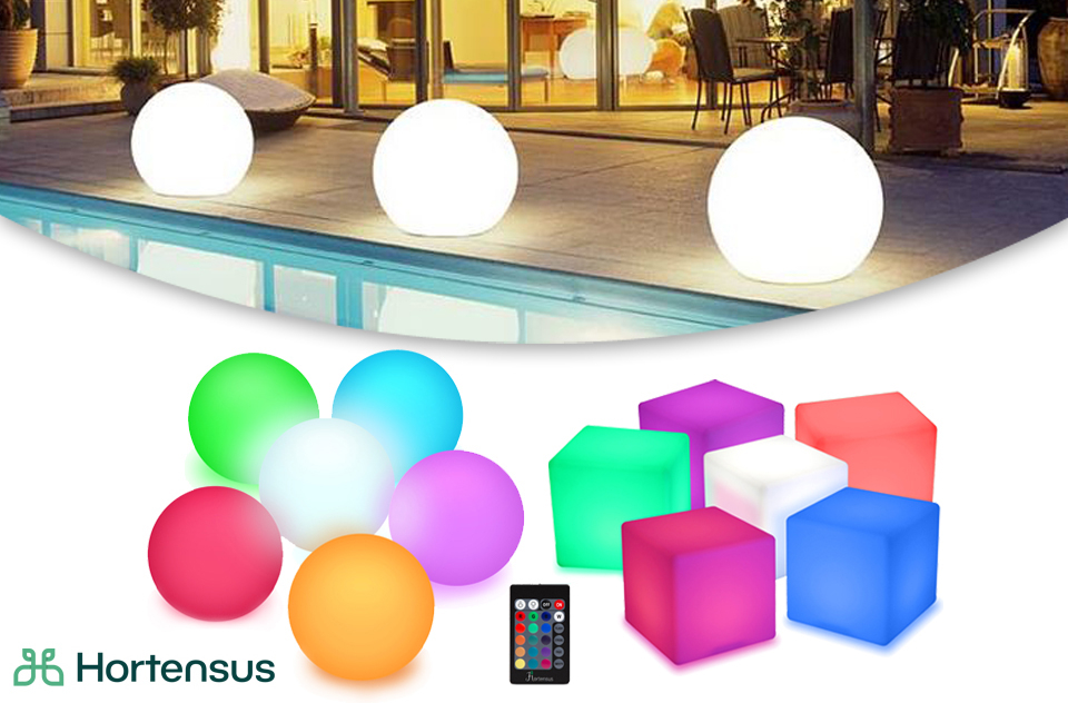 Cubo ou esfera LED para interior e exterior
