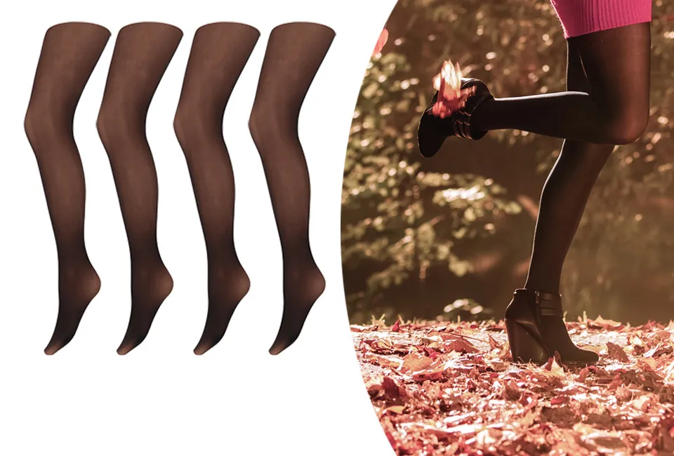 2 paar zwarte panty's met nude look