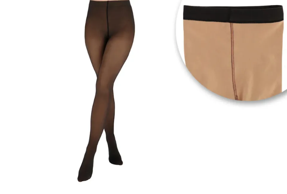 2 paar zwarte panty's met nude look