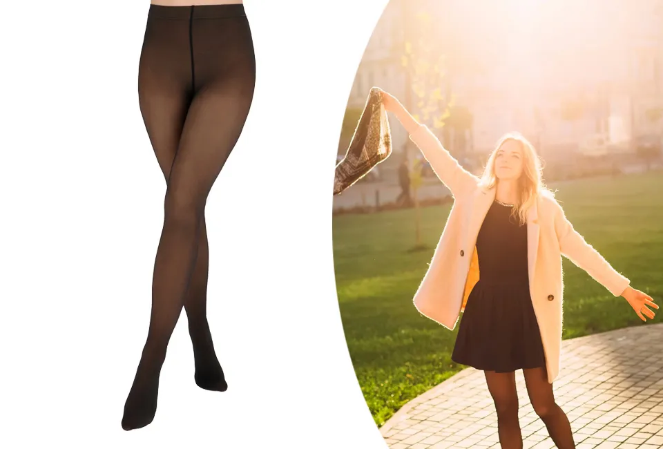 2 paar zwarte panty's met nude look