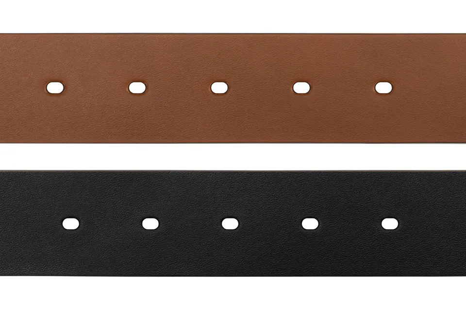 Ceinture en cuir &agrave; boucle r&eacute;versible noir et cognac 2-en-1