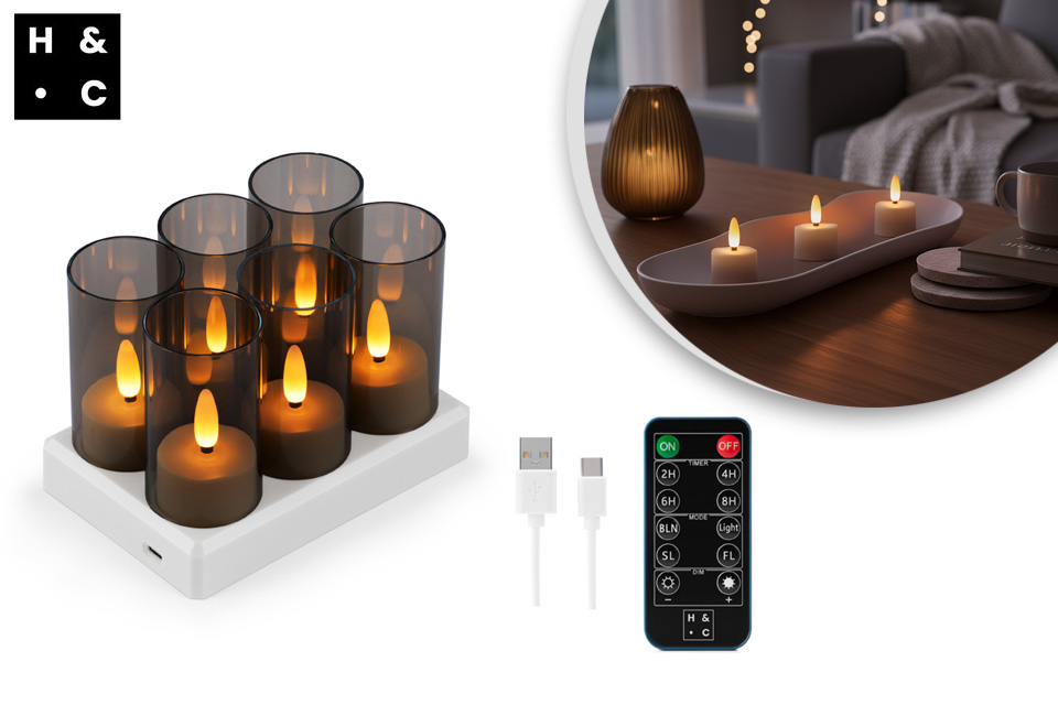 Velas LED recarregáveis com comando