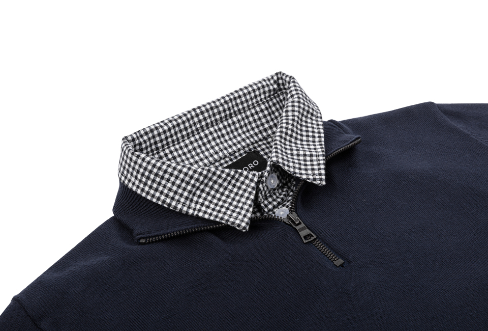 Men's pullover with shirt collar and half-zipper